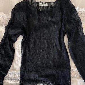 Abercrombie & Fitch Black Sheer Lace Blouse